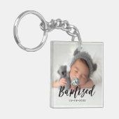 Modernes 2-Foto-Baptized Schlüsselanhänger (Vorderseite links)