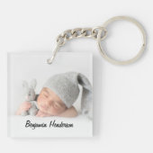Modernes 2-Foto-Baptized Schlüsselanhänger (Rückseite)