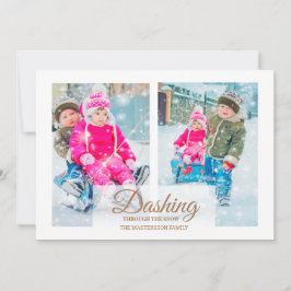 Modernes 2-Foto-Dashing durch Schnee Weihnachten Einladung