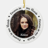 Modernes 2-Foto-Gedenkmal für immer in unseren Her Keramik Ornament (Vorne)