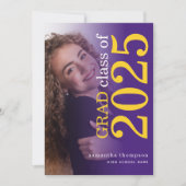 Modernes 2 Foto Gelb Lila 2025 Abschluss Ankündigung (Vorderseite)