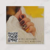 Modernes 2 Foto Nagelkunst QR Code Quadratische Visitenkarte (Vorderseite)