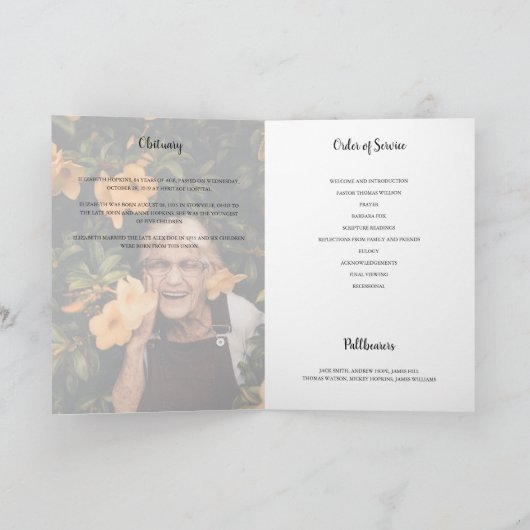 Modernes 2-Foto-Programm für die Gedächtnisbeerdig Programm (Innenseite)