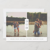 Modernes 2-Foto Save the Date mit gestapelten Zahl (Vorderseite)