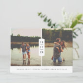 Modernes 2-Foto Save the Date mit gestapelten Zahl (Stehend Vorderseite)