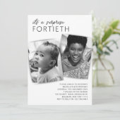 Modernes 2 Foto Überraschung 40. Geburtstag Party Einladung (Stehend Vorderseite)