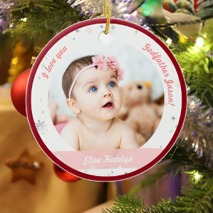 Modernes 2 Fotos Baby Girl 1. Weihnachtsgottvater Keramik Ornament
