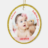 Modernes 2 Fotos Baby Girl 1. Weihnachtsgottvater Keramik Ornament (Links)