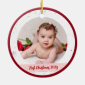 Modernes 2 Fotos Baby Girl 1. Weihnachtsmutter Keramik Ornament (Hinten)