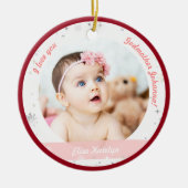 Modernes 2 Fotos Baby Girl 1. Weihnachtsmutter Keramik Ornament (Vorne)