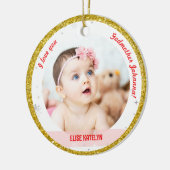 Modernes 2 Fotos Baby Girl 1. Weihnachtsmutter Keramik Ornament (Links)