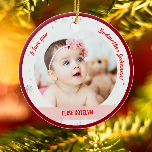 Modernes 2 Fotos Baby Girl 1. Weihnachtsmutter Keramik Ornament