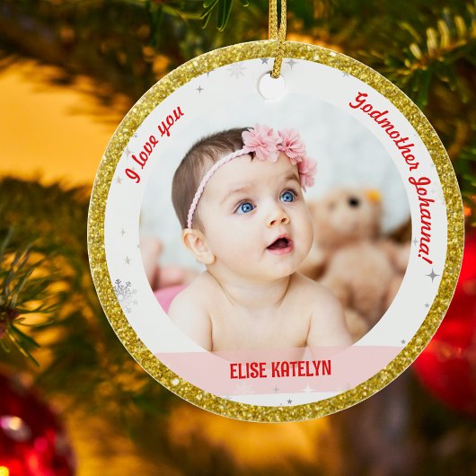 Modernes 2 Fotos Baby Girl 1. Weihnachtsmutter Keramik Ornament