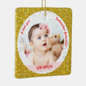 Modernes 2 Fotos Baby Girl 1. Weihnachtsmutter Keramikornament (Rechts)