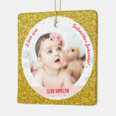 Modernes 2 Fotos Baby Girl 1. Weihnachtsmutter Keramikornament (Links)