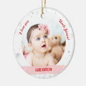 Modernes 2 Fotos Baby Girl First Christmas Onkel Keramik Ornament (Links)