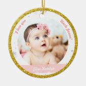 Modernes 2 Fotos Baby Girl First Christmas Onkel Keramik Ornament (Vorne)