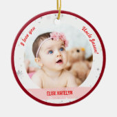 Modernes 2 Fotos Baby Girl First Christmas Onkel Keramik Ornament (Vorne)