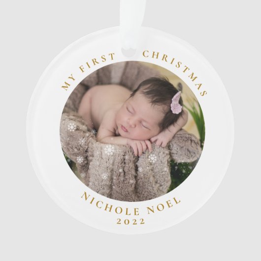 Modernes 2-seitiges, erstes Weihnachtsschneeflocke Ornament (Vorderseite)