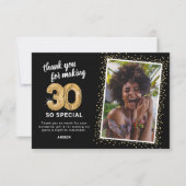 Modernes 30. ErwachsenenBirthday-Foto Dankeskarte (Vorderseite)