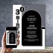 Modernes 30. Geburtstag Schwarzes Party Einladung
