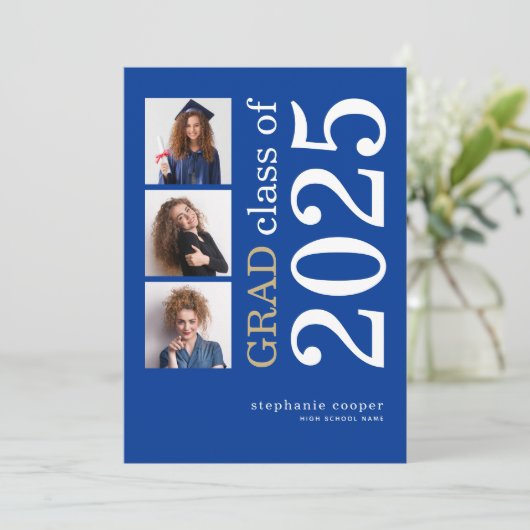 Modernes 3 Foto 2025 Ankündigung von Blue Abschlus (Stehend Vorderseite)