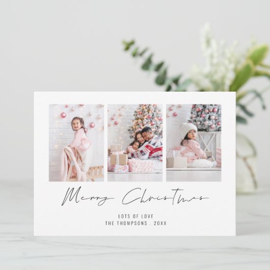 Modernes 3 Foto 2026 Kalender Frohe Weihnachten (Stehend Vorderseite)