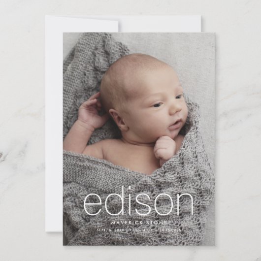 Modernes 3 Foto Baby Birth Ankündigung (Vorderseite)