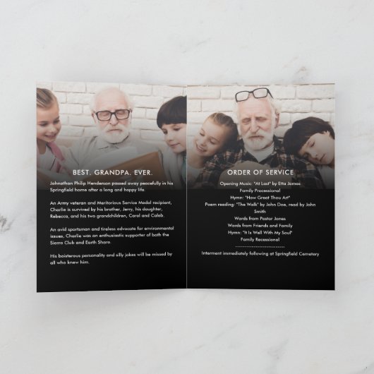 Modernes 3-Foto-Beerdigungsprogramm Programm (Innenseite)