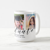 Modernes 3-Foto Collage Black Script Graduate Kaffeetasse (VorderseiteRechts)