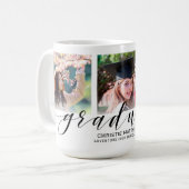 Modernes 3-Foto Collage Black Script Graduate Kaffeetasse (Vorderseite Links)