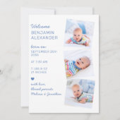 Modernes 3-Foto Collage Niedlich Neugeborenes Gebu Ankündigung (Vorderseite)