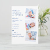 Modernes 3-Foto Collage Niedlich Neugeborenes Gebu Ankündigung (Stehend Vorderseite)