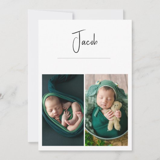 Modernes 3 Foto Einfache Kindergeburt Ankündigung (Vorderseite)
