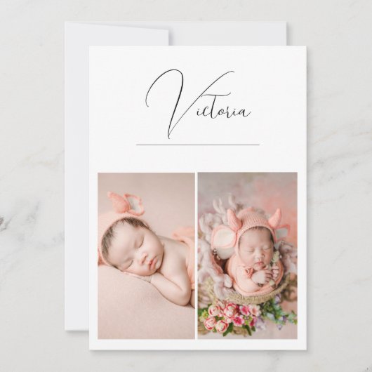 Modernes 3-Foto-Einfaches Baby-Girl - Geburtserklä Ankündigung (Vorderseite)