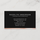 Modernes 3 Foto Fotograf Rose Gold Foil Visitenkarte (Rückseite)