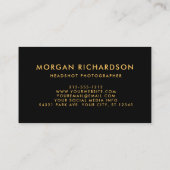 Modernes 3 Foto-Fotograf-Schwarz-Gold Visitenkarte (Rückseite)