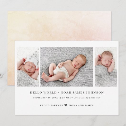 Modernes 3 Foto Geburtsjahr Ankündigung (Vorne/Hinten)