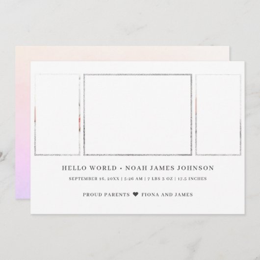 Modernes 3 Foto Geburtsjahr Ankündigung (Vorne/Hinten)