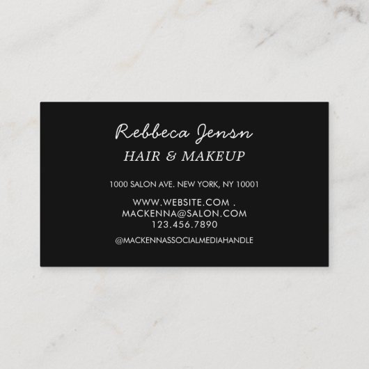 Modernes 3-Foto-Haar & Make-up Schwarz/Weiß Visitenkarte (Rückseite)