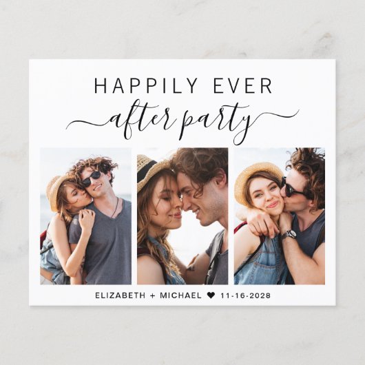 Modernes 3-Foto Hochzeitsempfang Flyer (Vorne)