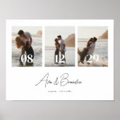 Modernes 3-Foto-Hochzeitskaffee nach Maß Poster (Vorne)