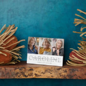 Modernes 3-Foto-Memorial für benutzerdefinierte Te Fotoplatte (Seite)