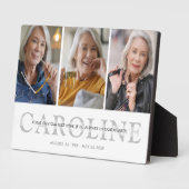 Modernes 3-Foto-Memorial für benutzerdefinierte Te Fotoplatte (Seite)