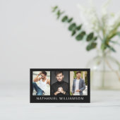 Modernes 3 Foto Modell und Actor QR Code Visitenkarte (Stehend Vorderseite)