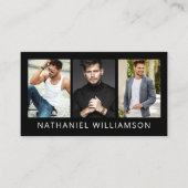 Modernes 3 Foto Modell und Actor QR Code Visitenkarte (Vorderseite)