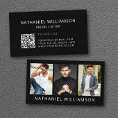 Modernes 3 Foto Modell und Actor QR Code Visitenkarte