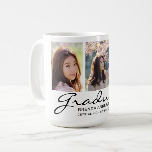 Modernes 3-Foto-Monogramm Kaffeetasse (Vorderseite Links)