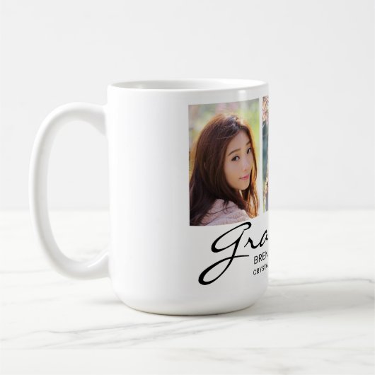 Modernes 3-Foto-Monogramm Kaffeetasse (Links)