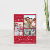 Modernes 3 Foto Sehr frohe Weihnachten Rot (Vorderseite)